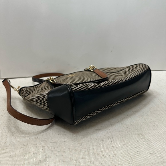 Coach Black and Tan Textured Shoulder Bag - Picture 3 of 12